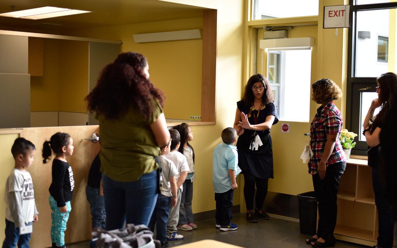 Teacher Andreina Velasco instructs young students at Earl Boyles Elementary School's Early Works program, an initiative launched by the Children's Institute in partnership with Meyer and other funders.